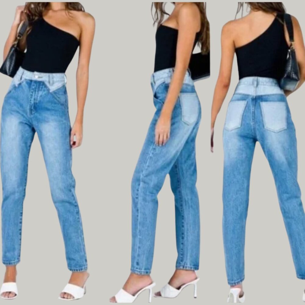 Princess Polly High Rise Two-Tone Light Wash Jeans